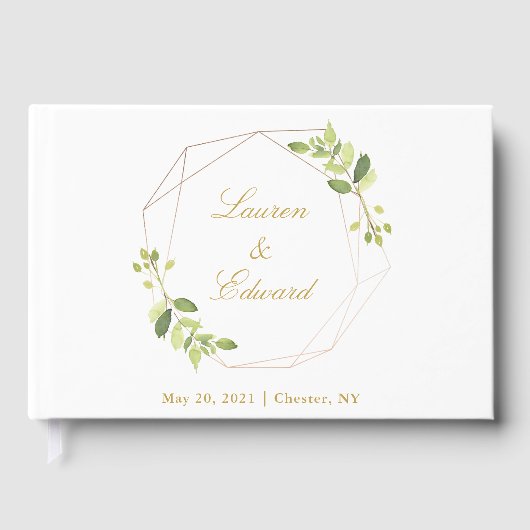 Modern Geometric Greenery Wedding Gastenboek (Voorkant)