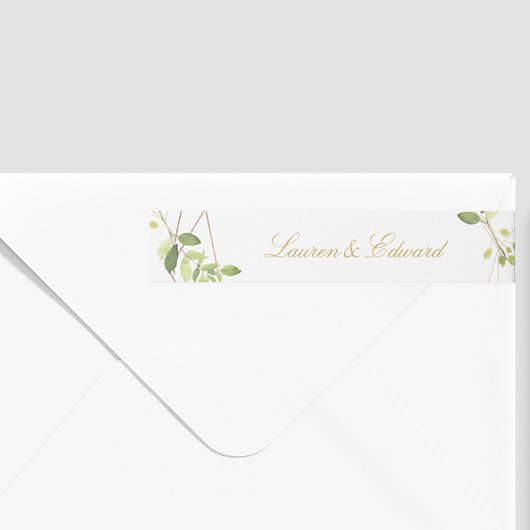 Modern Geometric Greenery Wedding Return Address