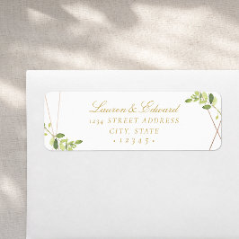 Modern Geometric Greenery Wedding Return Address Etiket