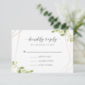Modern Geometric Greenery Wedding RSVP Kaartje (Staand voorkant)