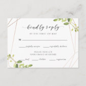 Modern Geometric Greenery Wedding RSVP Meal Choice Kaartje (Voorkant)