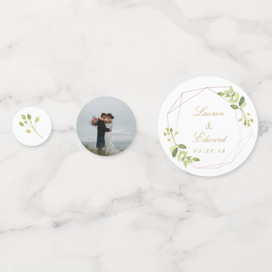Modern Geometric Greenery Wedding Table Confetti (Voorkanten)
