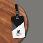 Modern Geometric Grey Black Bagagelabel<br><div class="desc">Moderne aanpasbare bagagelabels met een vet monogram en een geometrische achtergrond.</div>