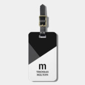 Modern Geometric Grey Black Bagagelabel (Voorkant verticaal)