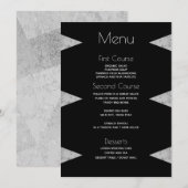 Modern Geometric Grey Marble Black Wedding Menu (Voorkant / Achterkant)
