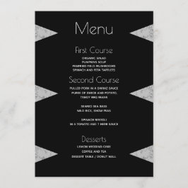 Modern Geometric Grey Marble Black Wedding Menu
