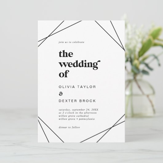 Modern Geometric het huwelijk van Kaart (Staand voorkant)