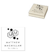 Modern geometric hexagons monogram library book rubberstempel (Gestempeld)