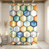 Modern Geometric Honeycomb Douchegordijn