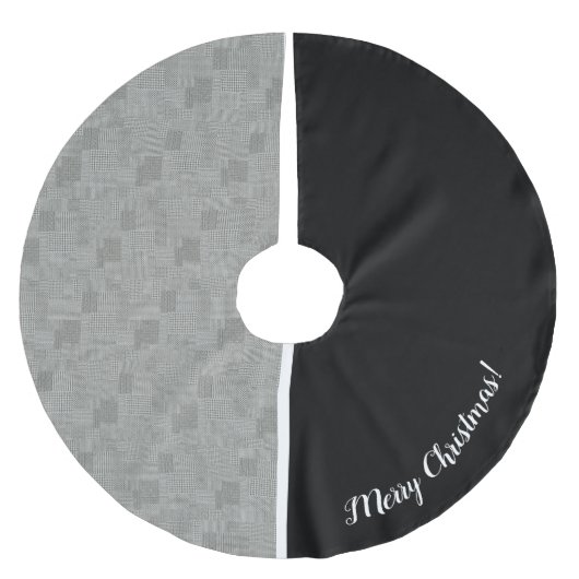 Modern Geometric Houndstooth Pattern Zwart wit Kerstboom Rok (Voorkant)