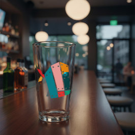 Modern Geometric Industrial Art Beer Glass Glas