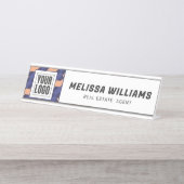 Modern Geometric Interlocking Pattern Bureau Naambordje (Voorkant)