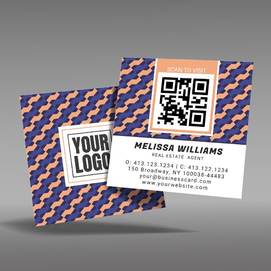Modern Geometric Interlocking Pattern Square Vierkante Visitekaartje