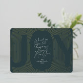 Modern Geometric Joy Oval Arch Green en Gold Folie Feestdagenkaart (Staand Voorkant)