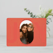 Modern Geometric Joy Oval Arch Red en Gold Folie Feestdagenkaart (Staand Voorkant)