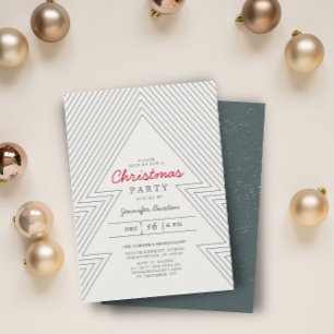 Modern Geometric KerstGreen Holiday Party Inv Kaart