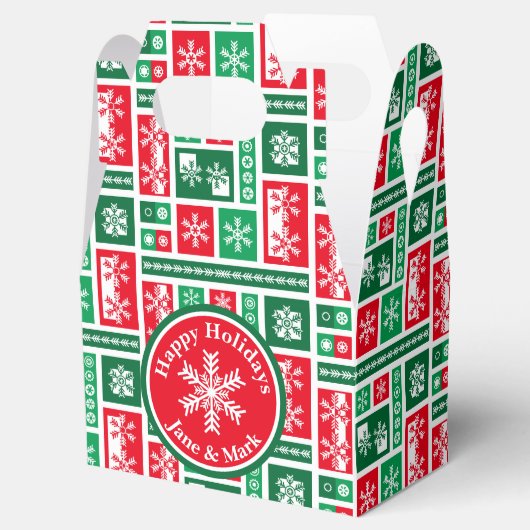 Modern Geometric Kerstsnowflakes Patroon Bedankdoosjes (Geopend)