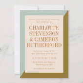 Modern Geometric Light Blue and Olive Wedding Kaart (Voorkant)