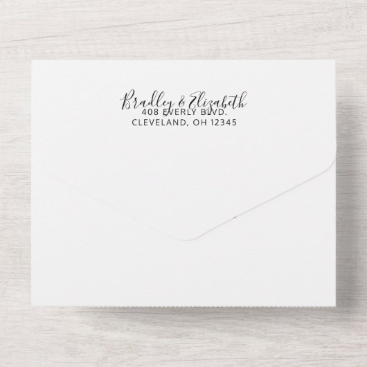 Modern Geometric Lights Black Wedding All In One Uitnodiging (Achterkant)