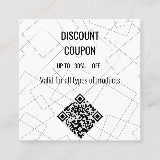 Modern Geometric Line Art Korting Coupon Kaart wit (Voorkant)