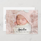 Modern Geometric Lines Foto Brith Aankondigingskaart (Voorkant / Achterkant)