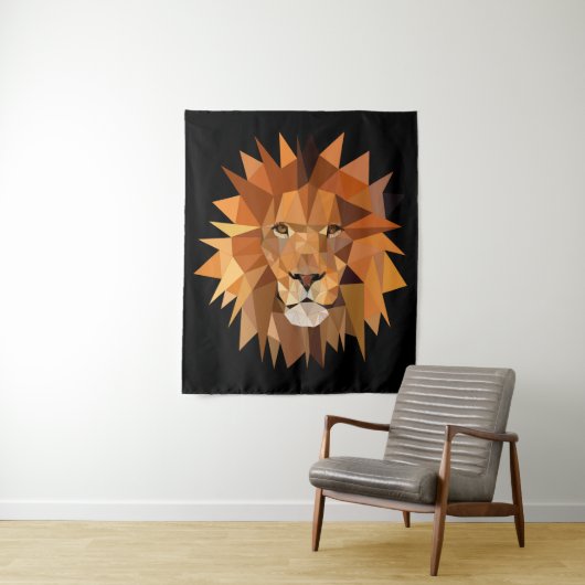 Modern Geometric Lion Face Wandkleed (In situ)