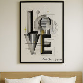 Modern Geometric LOVE Typography Abstract Art Poster