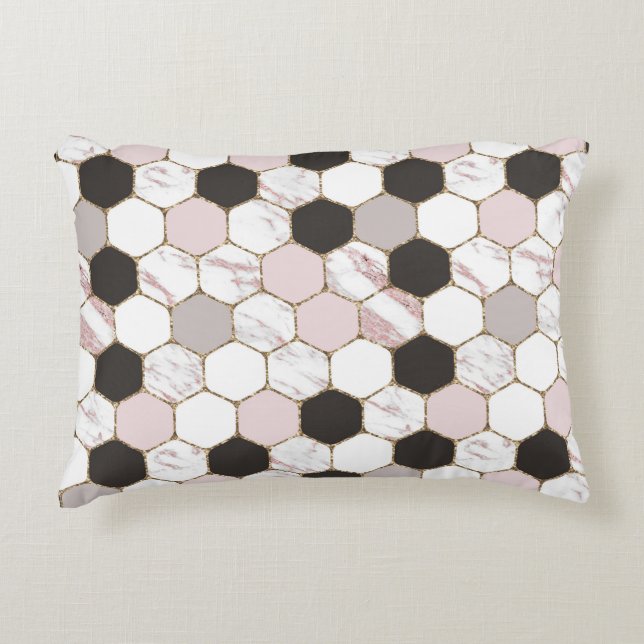 Modern Geometric Marble Hexagon Pattern Accent Kussen (Voorkant)