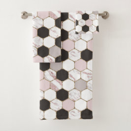 Modern Geometric Marble Hexagon Pattern Bad Handdoek