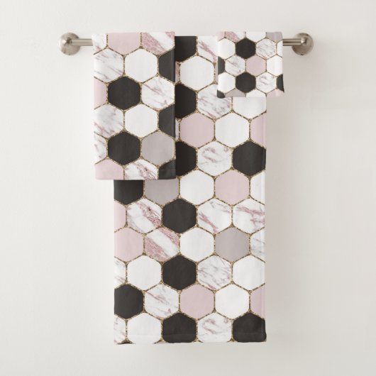 Modern Geometric Marble Hexagon Pattern Bad Handdoek (Insitu)