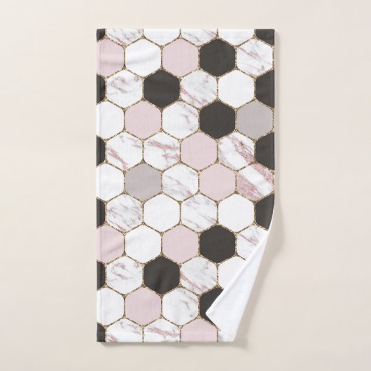 Modern Geometric Marble Hexagon Pattern Bad Handdoek (Handdoek)