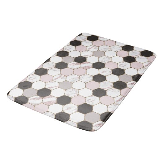 Modern Geometric Marble Hexagon Pattern Badmat (Gekanteld)