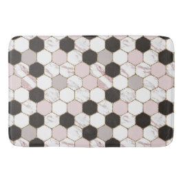 Modern Geometric Marble Hexagon Pattern Badmat