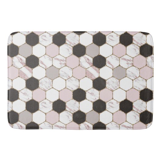 Modern Geometric Marble Hexagon Pattern Badmat (Voorkant)