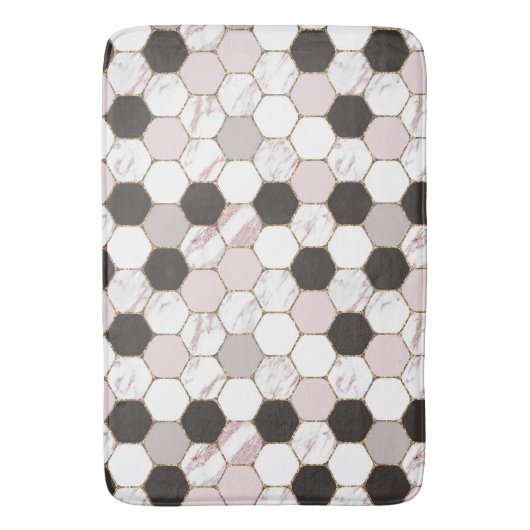 Modern Geometric Marble Hexagon Pattern Badmat (Voorkant Verticaal)