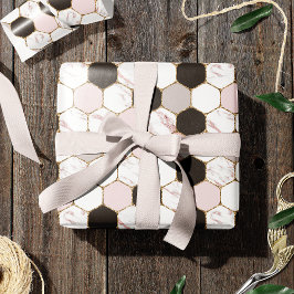 Modern Geometric Marble Hexagon Pattern Cadeaupapier