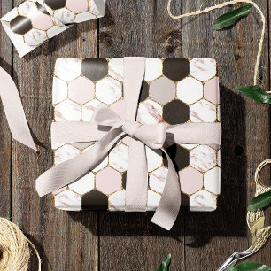 Modern Geometric Marble Hexagon Pattern Cadeaupapier