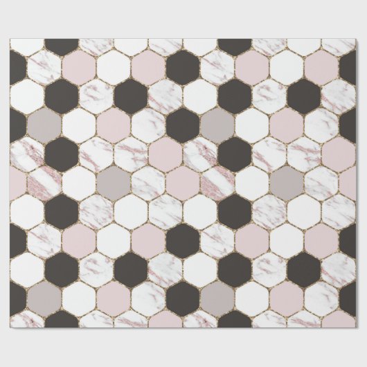 Modern Geometric Marble Hexagon Pattern Cadeaupapier (Vlak)
