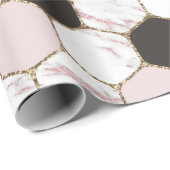 Modern Geometric Marble Hexagon Pattern Cadeaupapier (Rol Hoek)