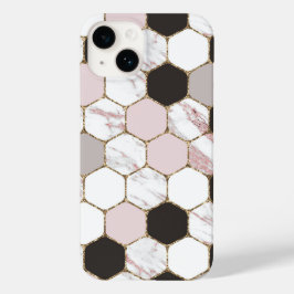 Modern Geometric Marble Hexagon Pattern Case-Mate iPhone 14 Hoesje