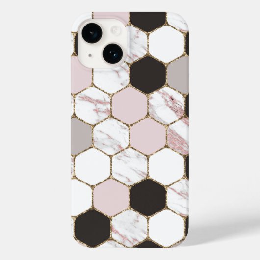 Modern Geometric Marble Hexagon Pattern Case-Mate iPhone Case (Achterkant)