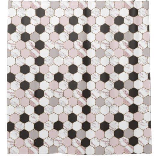 Modern Geometric Marble Hexagon Pattern Douchegordijn (Voorkant)