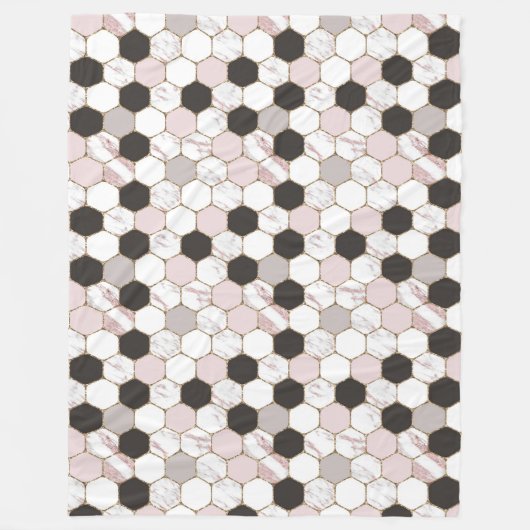 Modern Geometric Marble Hexagon Pattern Fleece Deken (Voorkant)