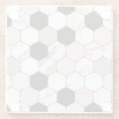 Modern Geometric Marble Hexagon Pattern Glazen Onderzetter (Achterkant)