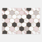 Modern Geometric Marble Hexagon Pattern Inpakpapier Vel (Voorkant 2)