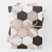 Modern Geometric Marble Hexagon Pattern Inpakpapier Vel (In situ)