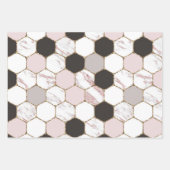 Modern Geometric Marble Hexagon Pattern Inpakpapier Vel (Voorkant)