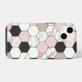 Modern Geometric Marble Hexagon Pattern iPhone Hoesje (Achterkant horizontaal)