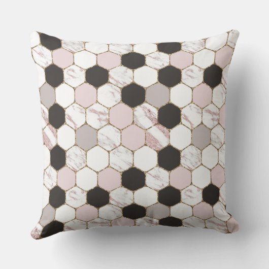 Modern Geometric Marble Hexagon Pattern Kussen (Achterkant)