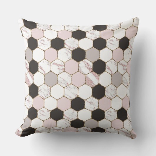 Modern Geometric Marble Hexagon Pattern Kussen (Voorkant)